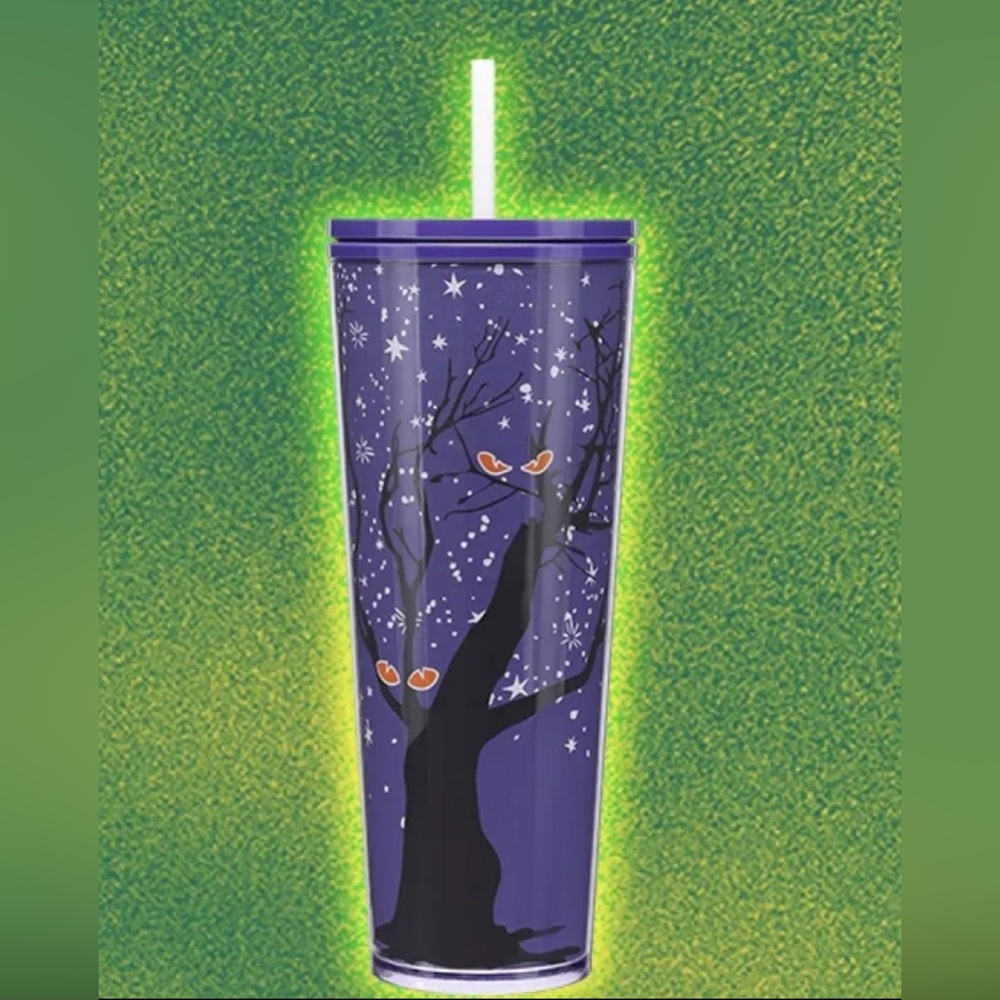 Starbucks 2022 Holiday Purple Preying Eyes Glow in Dark‎ 24oz Tumbler Halloween